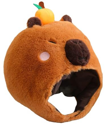 Plüschtiere Partyhüte Tiermützen für Erwachsene | Modischer flauschiger orangefarbener Capybara-Hut | Niedliches Cosplay-Kostüm für Frauen Männer Teenager Mädchen Mädchen