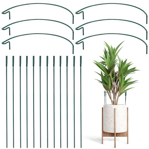Griwuut 6 pali di supporto semicircolari per piante da giardino, 35,5 x 20,3 cm, supporti ad anello per fiori, peonie, ortensie, rose, pomodori