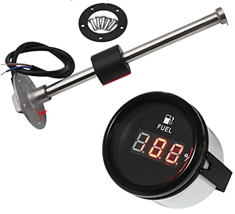 Medidor de Gasoil Deposito, Medidor de nivel de combustible digital Indicador de nivel de tanque de aceite de 52 mm con sensor de nivel de combustible de 0-190 ohmios 150 mm 200 mm 250 mm 300 mm 350 m