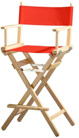 ZStyle Regiestuhl Klapphocker Leicht Tragbar Director Make Up Hotel Restaurant Haus Veranda Bar Make-up Buchenholz Hoher Stoff Make-up (natürlicher Schaft - rote Leinwand)