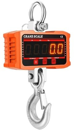 Bilancia da gru digitale, Bilancia for gru digitale da 500 kg/1500 kg Bilancia elettronica industriale for carichi pesanti con gancio N/lb/kg 3 unità Bilance sospese(1500kg Orange)