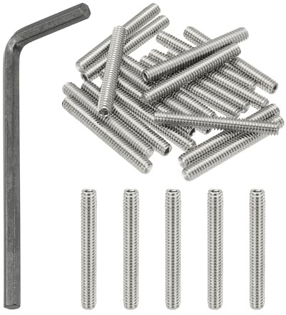 PATIKIL 1/4-20x2 Internal Hex Socket Set Grub Screws, 20 Pcs 304 Stainless Steel Cup Point Set Screw with Hex Key Wrench for Door Handles Bathroom Fixtures
