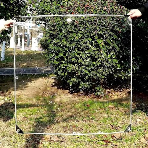 2.5 x 3.1 m Telo impermeabile trasparente, telo resistente alle intemperie con occhielli, teloni pieghevoli in materiale PVC da 0,35 mm per giardini, serre, piante teloni per, corda inclusa