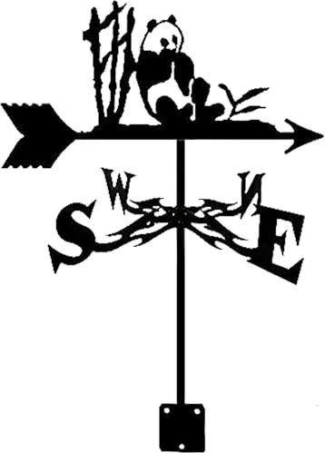 MWAYOYTE Banderuola segnavento in Metallo a Forma di Panda, indicatore di direzione del Vento da Giardino con Rivestimento antiruggine, banderuola segnavento per Giardino, Facile da Montare