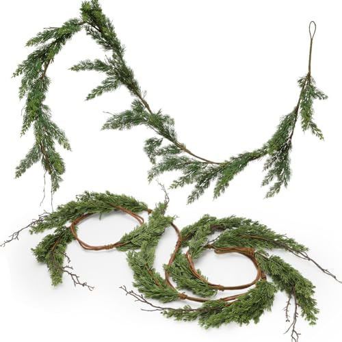DASIAUTOEM Weihnachtsgirlande, 3 Meter Künstliche Weihnachtliche Zedern-Girlande Grün, Tannengirlande Girlande Weihnachten Dekoration Outdoor Weihnachtsdeko Innen (3 Meter)