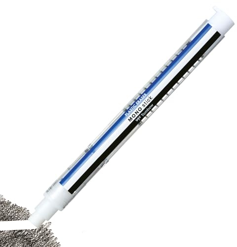 Tombow MONO Stick suddgummi blåvit-svart, precisionsradergummi med 6,7 mm spets, påfyllningsbar, tryckmekanism, ftalatfri [EH-KUM01]