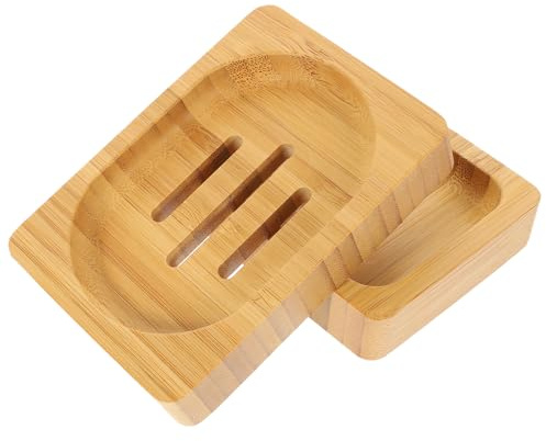 BAZEITFLOW 2 pezzi Portasapone in Bamboo con Drenaggio Manuale Scatola Sapone Resistente e Design Unico per Mantenere Sapone Asciutto per Bagno Cucina e Doccia