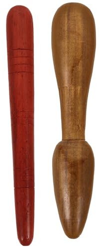 TEHAUX Lot de 2 Bâtons de Massage en Bois Naturel, Bâtons de Réflexologie Plantaire Multifonctions, Design Double Extrémité, Portables pour Usage Maison et Voyage, Outils de Bien-détente