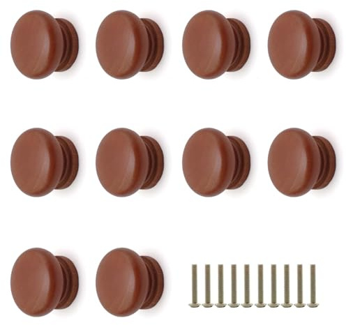 ATTEEFI 10 Stück Knauf für Schrank, Durchmesser 32,5 mm, Hellbraun Schubladenknauf, Schrank Griffe, Rund Möbelknopf, für Schränke, Schubladen, Schminktische, Kleiderschränke