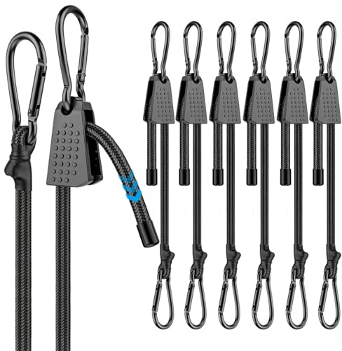 Golgner 6 Stück Verstellbar Spanngummi mit Karabiner, 100cm Expander mit Karabinerhaken, Expander mit Haken, Gepäckspanner Schwarz, 100% Latex Gummispanner für Sonnensegel Tarpaulins Auto Ladung
