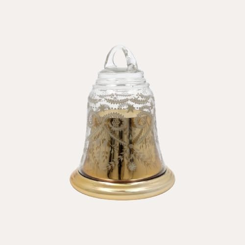 Keyhomestore | Candela Campana Gold in Vetro H20x14 con Scatola