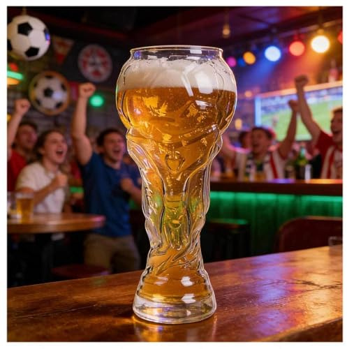 Verre à Bière pour Coupe Du Monde, 800ml Fan Foot Cadeau, Trophée Bière Verre pour Regarder Les Matchs De Football