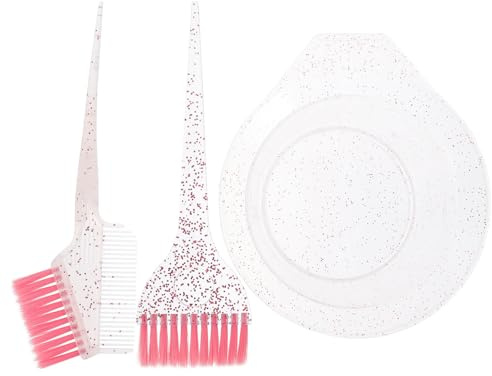 Toyvian Juego Profesional de Cuenco y Pincel para Teñir el Cabello Rosa, Escala y Material Plástico, Diseñado para Uso en Salones y Mezcla de Tintes