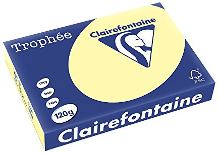 Clairefontaine 1248C - Ries Druckerpapier / Kopierpapier Trophee, intensive Farben, DIN A4, 120g, 250 Blatt, Gelb, 1 Ries