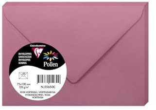 Clairefontaine 55650C Pack 20 Enveloppes 7,5x10 cm 120g Rose hortensia