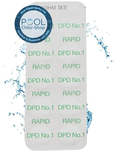 Duraol Chlor-Tabletten Nachfüllpack I 10 Tabletten I Pool-Testtabletten für Chlormessung von 0,1 - 3,0 I Hochwertige Pool-Tester DPD-Tabletten I Borsäurefreie Pooltester-Tabletten