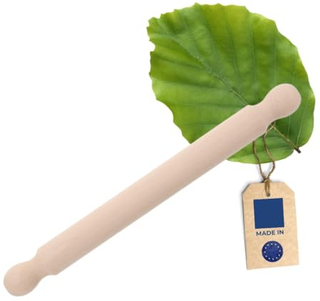 HOFMEISTER® Pizzarolle Holz 40 cm - 100% Naturprodukt, plastikfrei kochen & backen, robustes Nudelholz, Teig schnell & gleichmäßig ausrollen, für jedes Backblech
