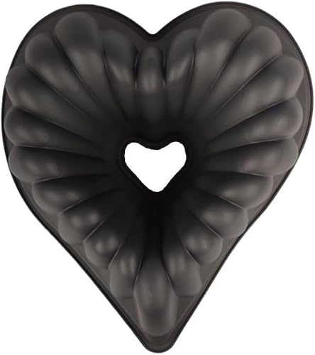 GMMH Extra große Backform in Herzform aus Silikon XXL Kuchen (Schwarz) Kuchenform zum Backen, 30 cm Brotbackform für Hochzeiten oder Valentinstag, Herz Gugelhupf Napfkuchen Kugelhupf