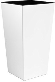 Maceta de flores URBI de plastico cuadrado altura 38 cm capacidad 11.4 L color blanco