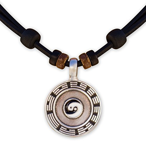 HANA LIMA ® Lederkette Surferkette Halskette Herrenkette Damenkette Metallanhänger Yin Yang Feng Shui