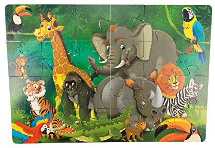 Holzspielerei Puzzle Dschungel aus Holz, mit 24 Teilen - Holzpuzzle, Legepuzzle, Steckpuzzle mit verschiedenen exotischen Tieren für Kinder ab 3 Jahren