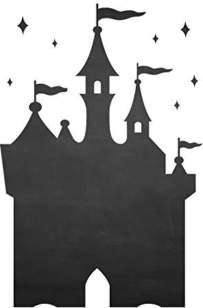 003 Schloss - selbstklebende Tafelfolie/Kreidefolie inkl. 3 Stück Kreide - Größe: 600 x 900 mm - Kinderzimmer Wanddeko