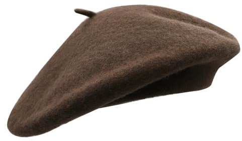 Umeepar Damen Wolle Französischen Baskenmütze (Dunkelbraun)