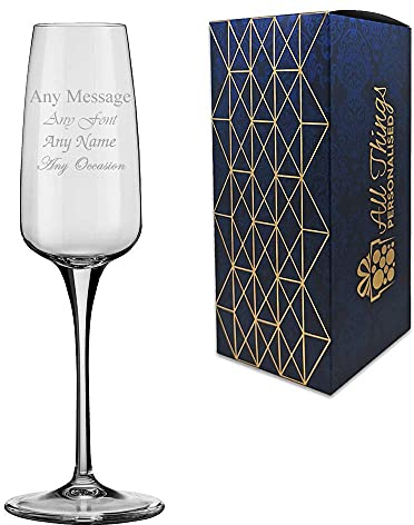 Personalised Engraved 230ml Aurum Champagne Flute, Gift Boxed, Perfect for Any Prosecco Lover