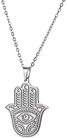 cooltime Collar de acero inoxidable con colgante de mano de Fátima de Fátima para mujer, amuleto de buena suerte y éxito