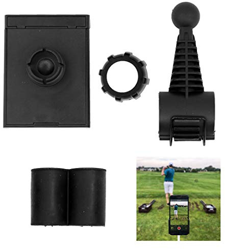 Flyan Handyhalterung für Golfschläger und Golfschläger, 360 ° drehbar, universell verstellbar, für Golfschläger, Trolley, Schwarz