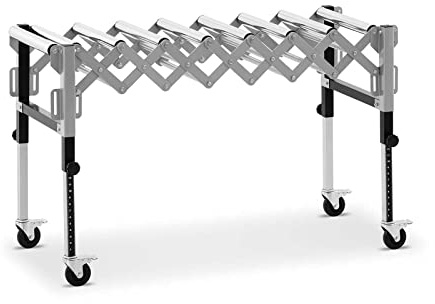 MSW Convoyeur À Rouleau Libre Gravitaire Table Transporteur Pliable Extensible En Accordéon Gravité MSW-RT-130 (Capacité 130 kg, Longueur 147 cm, Hauteur 60-92 cm, 9 Rouleaux Libres, Fer)