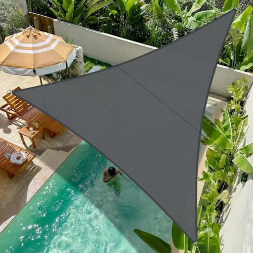 Cool Area Toldo Vela Impermeable Triangular 3.6x3.6x3.6m, Gris Antracita | Toldo Vela de Sombra Protección UV,PES Toldos para Patio Exterior Jardín Terraza