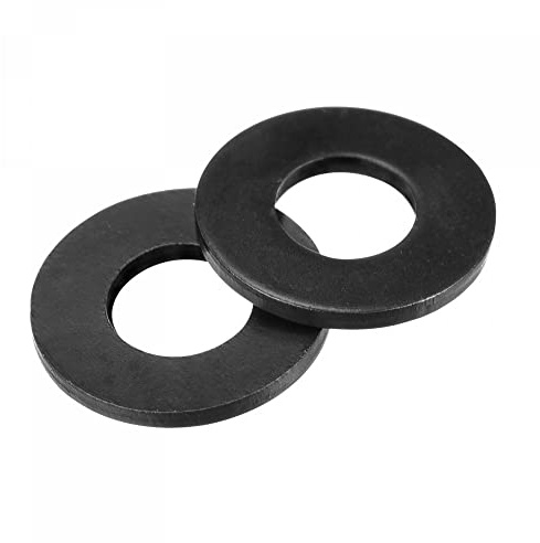 sourcing map 1/4-Pouce Plate Rondelle Alliage Acier Noir Oxyde Finition Paquet de 50