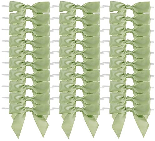 AIMUDI Satinschleifen für Leckerli-Tüten, Basteln, Geschenkverpackung, Hochzeitsgeschenke, Kekse, Süßigkeiten, Babypartys, 8,9 cm, Salbeigrün, 50 Stück