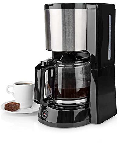 Ex-Pro 1.5L Filter Coffee Machine, 1000W Coffee Maker for up to 12 Cups, with Automatic Switch-Off, Anti-Drip, Keep Warm Function and Reusable Nylon Filter, Black
