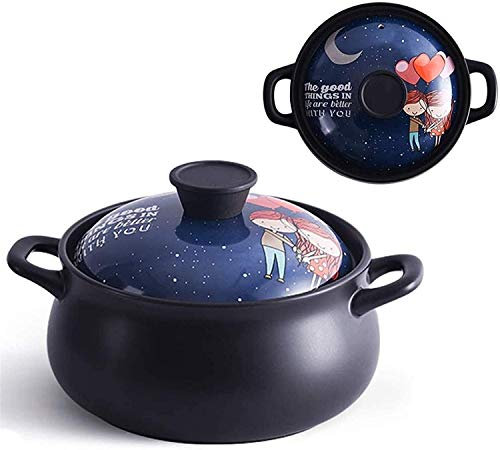 Terrakotta Kochtopf Suppe Casserole Keramics Auflaufschale, Auflaufform Mit Deckel, Traditioneller Gesunder Eintopftopf Hightemperatursuppentopf (Color : A, Size : 2.5L)