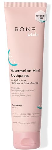 Boka Fluoride Free Nano Hydroxyapatite Toothpaste - Training Toothpaste - Appropriate for Sensitive Teeth - No Sulfate & Parabens - Natural Flavors & Vegan - Watermelon Mint (113g) 1pk