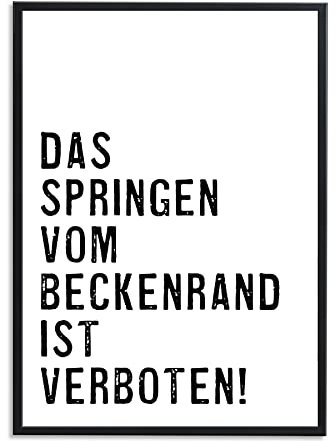 1M® Poster - Badezimmer Deko Bilder - stilvoller Kunstdruck - schwarz weiß Wandbilder - WC Deko - DIN A3 Beckenrand