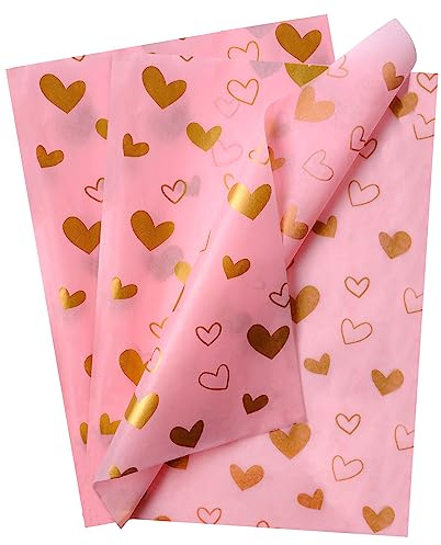 20x28inch Seidenpapier für Geschenk, 30 Blätter Gold Seidenpapier, Geschenkpapier für Geburtstagsfeiern Weihnachten Hochzeiten DIY Crafts (Rosa, 70X50cm)