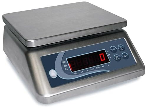 MBH Balance professionnelle inox double écran capacité 15 kg/résolution 1 g pour hôtellerie Balance de cuisine industrielle en acier inoxydable étanche IP67 pour boulangerie et pâtisserie