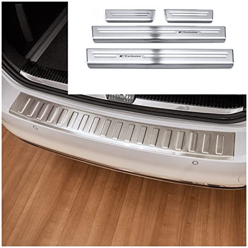 tuning-art L383-XF502-4 Ladekantenschutz und Einstiegsleisten passend für VW Passat B8 Variant 2019-2023, Farbe:Silber