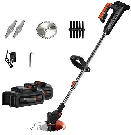 HYQHYX greencut desbrozadora Cortacésped eléctrico, cortacésped portátil Recargable para el hogar, pequeño cortacésped con 3 Tipos de Cuchillas, batería de 9000mAcortabordes