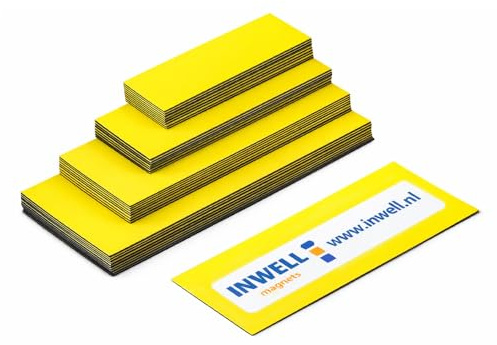 Inwell - Magnetetiketten in Farbe Gelb - 40 mm - Länge 80 mm - 100 Stück | Magnetische Etiketten, Magnetisches Band, Magneten beschriftbar, Magnetstreifen beschreibbar