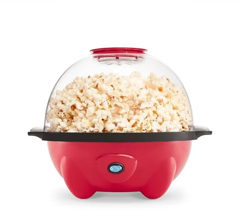 luckxuan Palomitero Palomitas de maíz eléctricas agitadoras con Tapa for Servir tazón y Almacenamiento Conveniente 18 Tazas - Rojo Maquina Palomitas