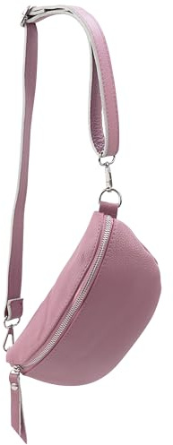 SH Leder ® echt Leder Hüfttasche Damen Herren Unisex Gürteltasche für Festival Reise Bauchtasche kleine Crossbody Bag Frauen Ledertasche 23x12cm AVA G292 (Rosa-Hell-Lila)