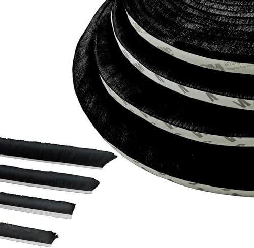 Joint Brosse Porte, 5 M(L) x 9 mm(B) x 23 mm(D), Noir, Joint Fenetrepour Lsolation Phonique Porte, Joint Brosse Adhesif, Joint Brosse Porte Coulissante, Joint Brosse Moustiquaire