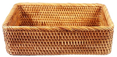Obstgericht Rechteckiger handgewebtes Korb Rattan Candy Storage Picknick Tray Lebensmittel Brotschale Mehrzweck Trocknen Lebensmittel Lagerung Kusther Obstgericht Holz ( Color : 9FF202994 , Size : M )