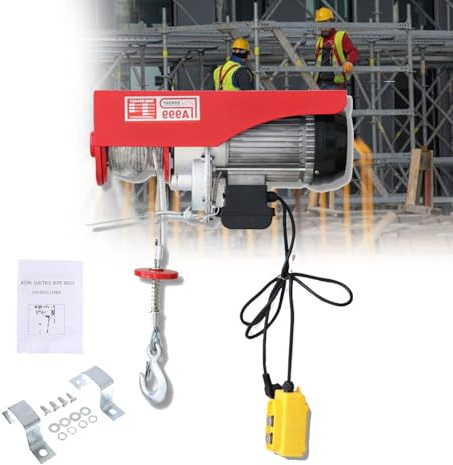 Cabrestante De Polipasto Eléctrico, Nuevo Elevador Portátil, Polipasto Para Obra, Con Control Remoto Por Cable Y Cabrestante Eléctrico De Eslingas Simples/Dobles, Dos Modos De Operación,800kg-20m