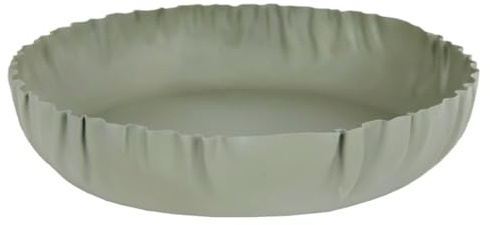 MACOSA VM060234 Tablett rund welliger Rand 23 cm Metall Dekoschale Deko-Tablett Tisch-Dekoration Obstschale Wohn-Accessoire Metallschale Dekotablett Kerzentablett modern groß