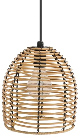 Spetebo LED Garten Deko Leuchte mit Rattan Optik - 18 x 16 cm - Hängeleuchte für Außen und Innen warm weiß mit Timer - Outdoor Deckenleuchte Pendelleuchte Lampe Batterie betrieben zum Hängen